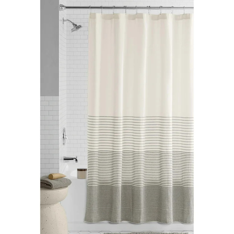 Mainstays Black Yarn Dyed Stripe Shower Curtain, 72" x 72" | Walmart (US)