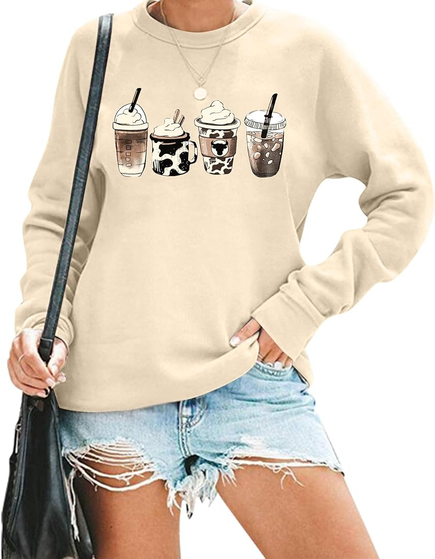 ASTANFY Western Sweatshirt for Women Coffee Mug Print Cowgirl Shirt Cute Coffee Sweatshirt Countr... | Amazon (US)