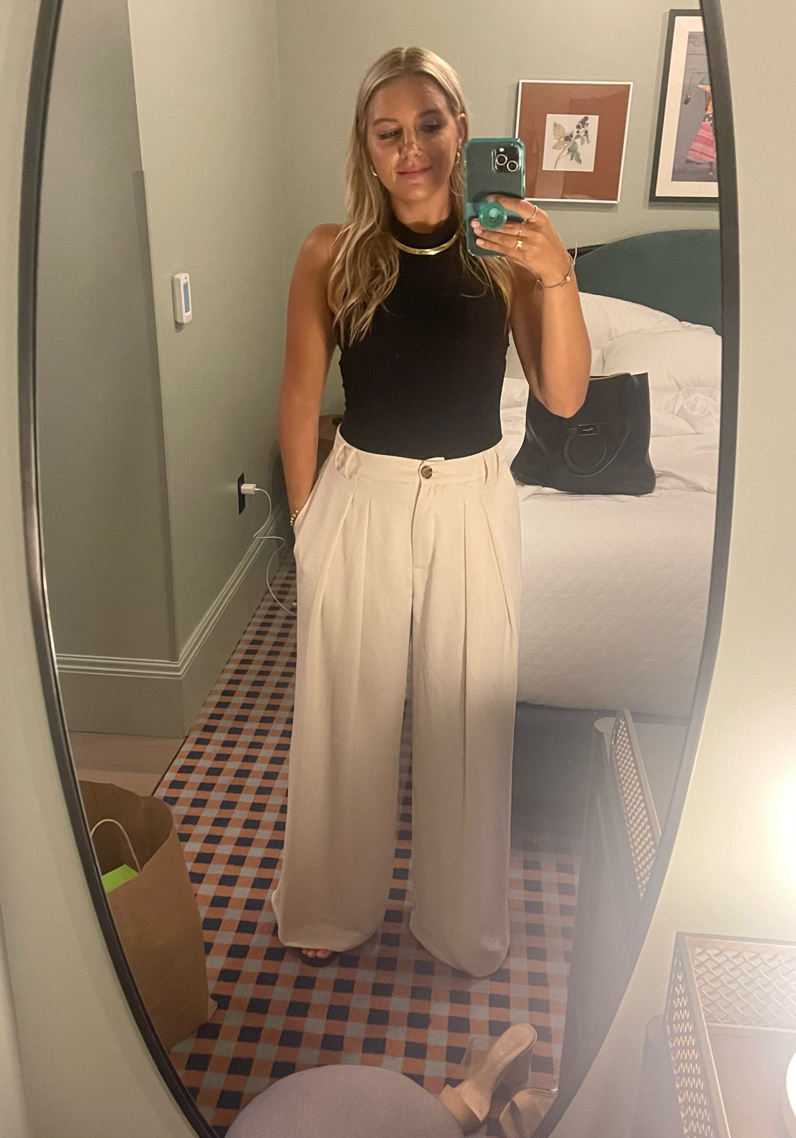 Linked similar bodysuit 
Size large in the pants 
On sale ! So comfortable and great quality. Pants were too long on me even with heels so I double stick tape hemmed them.  #teacheroutfit #backtoschool 

#LTKworkwear #LTKBacktoSchool #LTKunder50