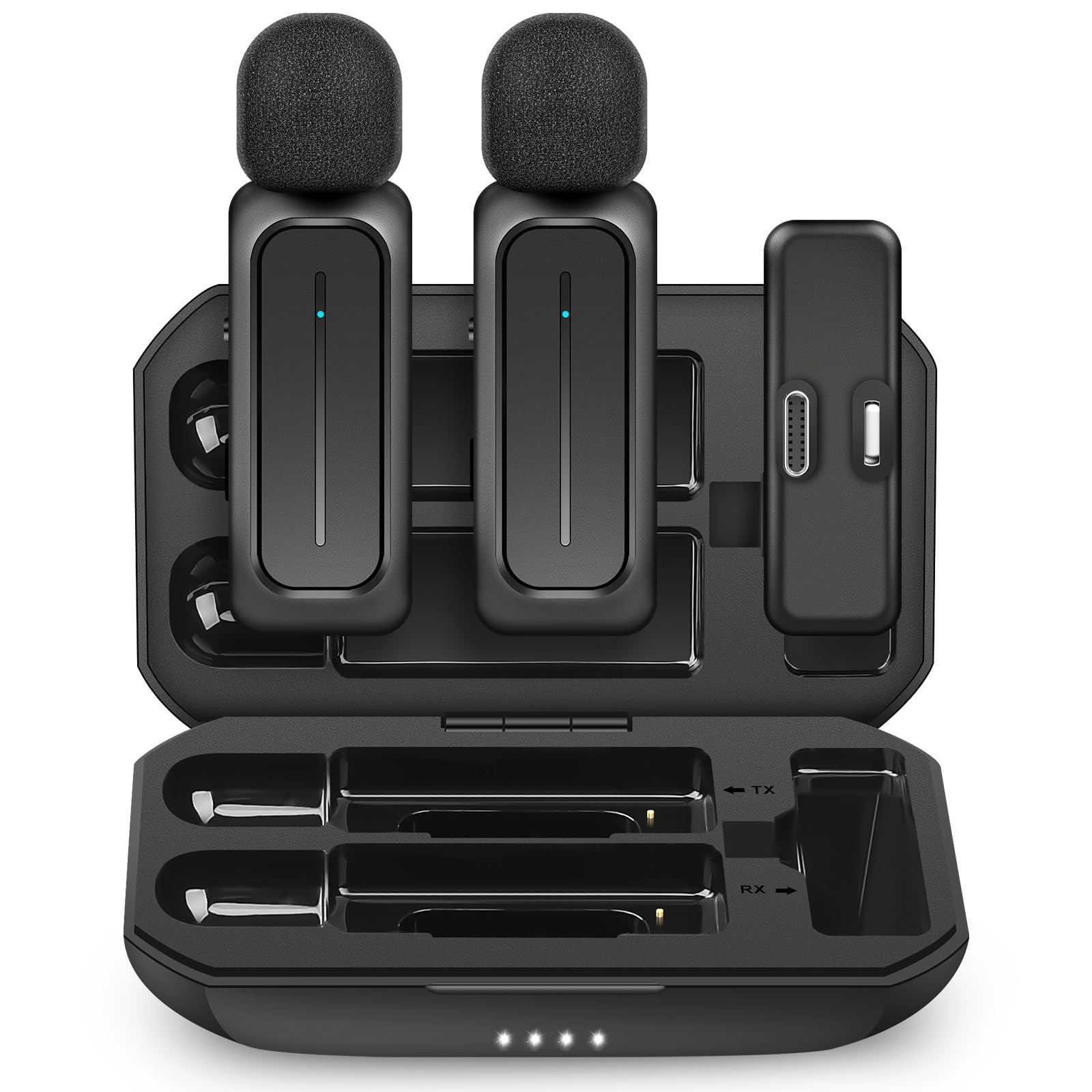 2 Pcs Wireless Lavalier Microphone for iPhone iPad Android with Charging Case 7H Clip on Lapel Mi... | Amazon (US)