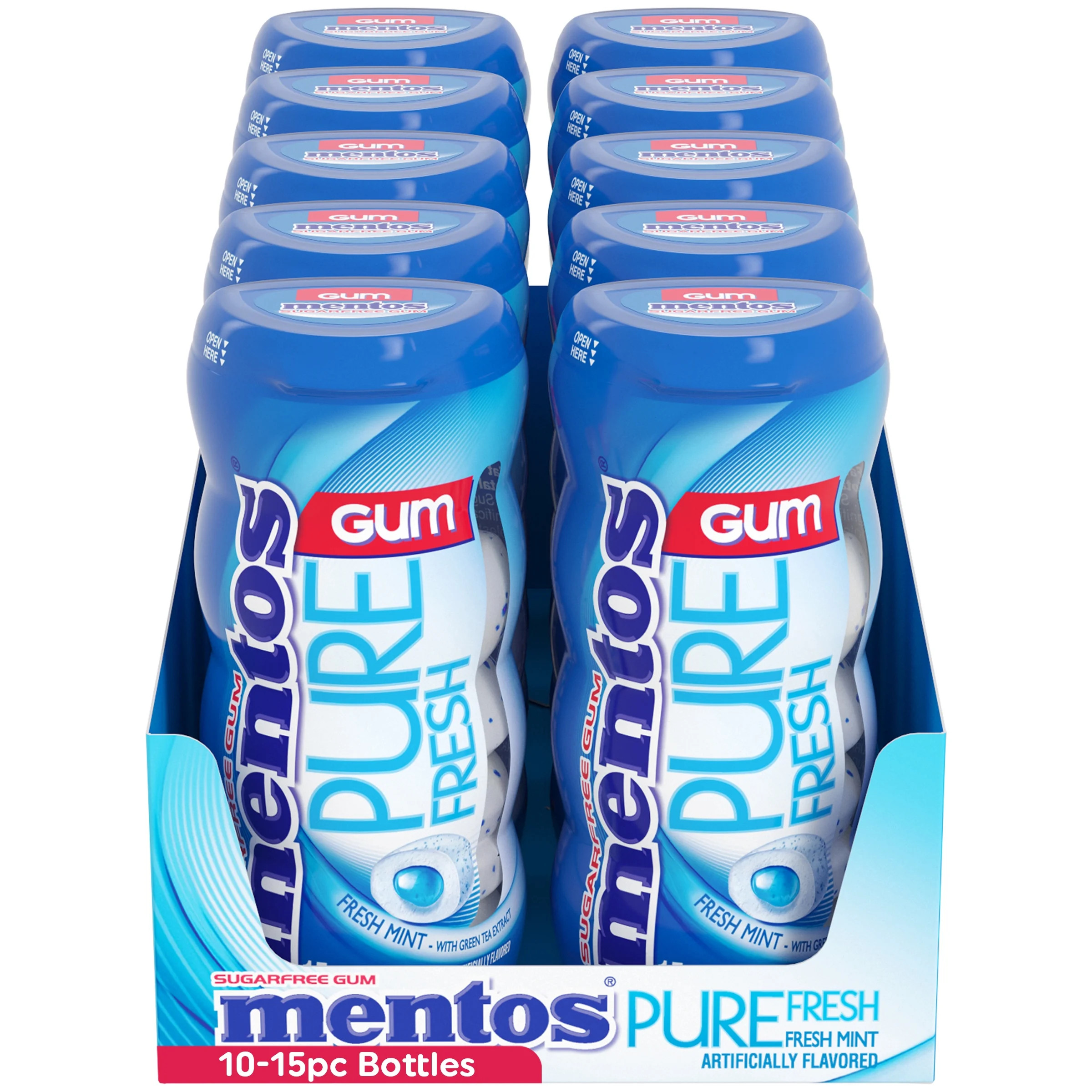 Mentos Pure Fresh Gum Fresh Mint 15 Piece Pocket Bottle - Pack of 10 | Walmart (US)