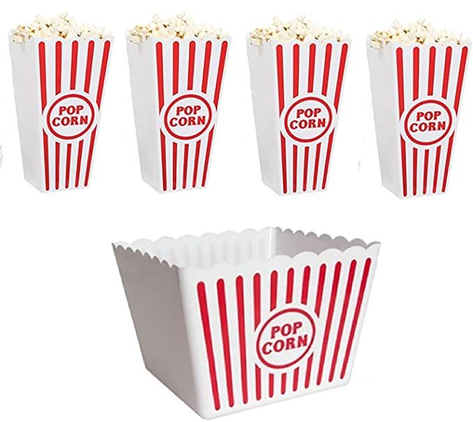 Popcorn Bowl Plastic Classic Tub Red & White Striped Container Container Movie Theater Bucket Reu... | Walmart (US)