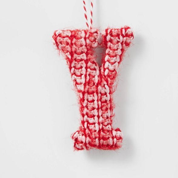 Chunky Knit Monogram Christmas Tree Ornament Red/White - Wondershop™ | Target
