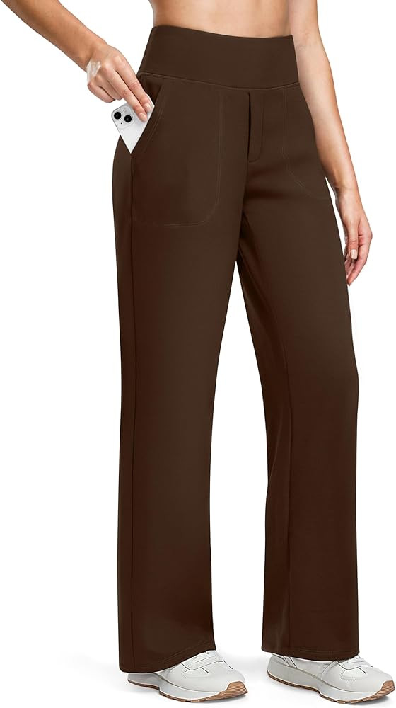 Soothfeel Fleece Lined Pants Women 29"/31"/33" High Waisted Wide Leg Sweatpants with Pocket Winte... | Amazon (US)