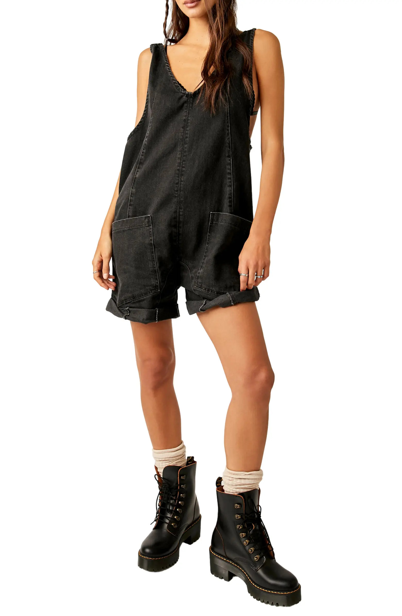 Free People High Roller Short Denim Overalls | Nordstrom | Nordstrom