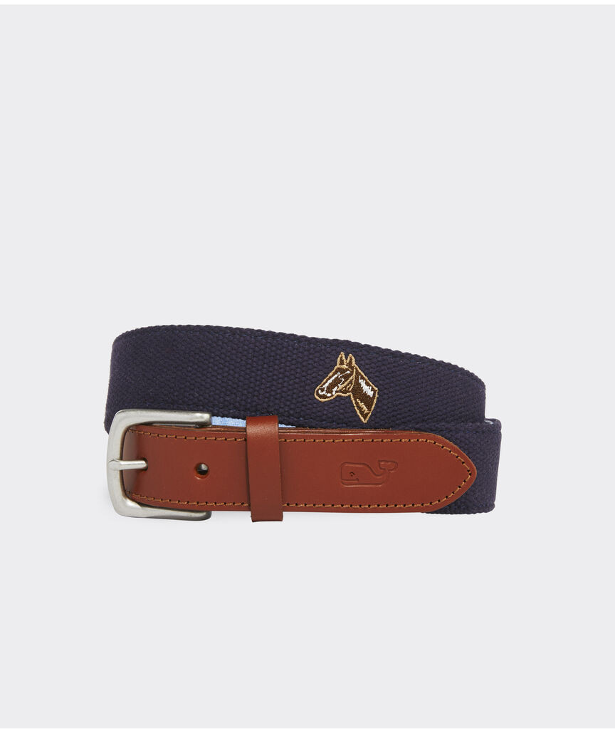 Kentucky Derby Embroidered Horses Canvas Club Belt | vineyard vines