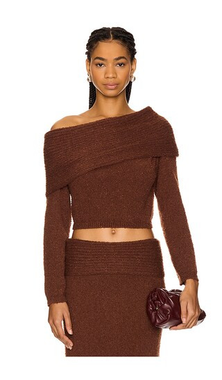 SOVERE Sanna Off Shoulder Sweater in Brown. - size XS | Revolve Clothing (Global)