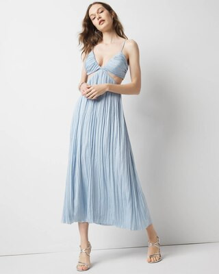 Textured Satin Cutout Midi Dress | White House Black Market