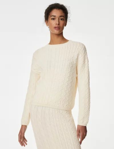 Cable Knit Crew Neck Jumper | Marks and Spencer CA