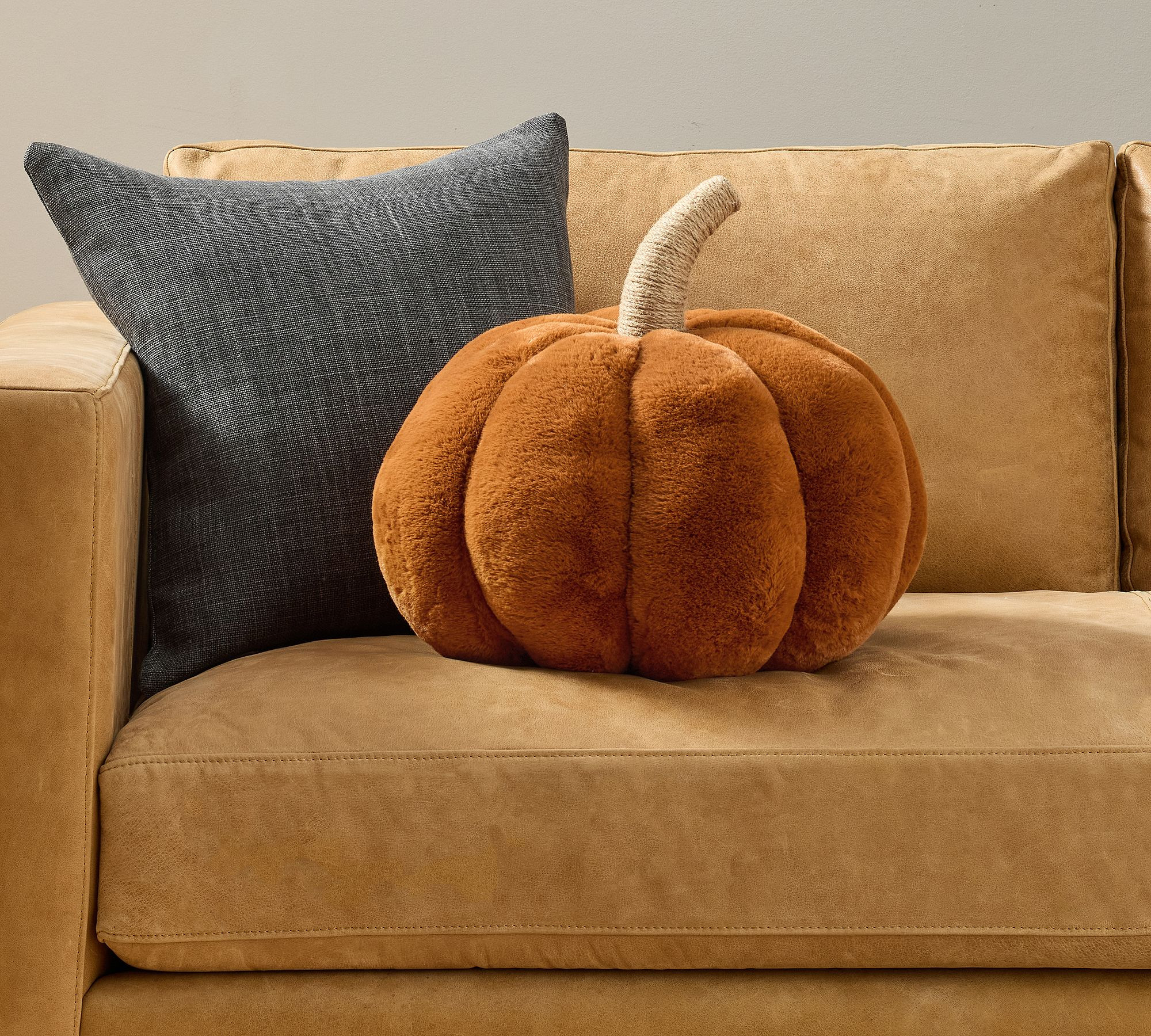 Faux Fur Pumpkin Shaped Pillow | Pottery Barn (US)