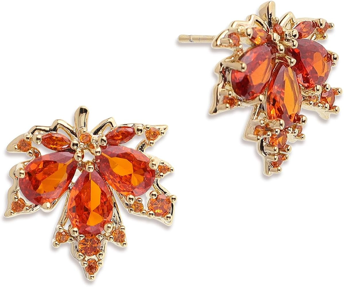 Jean Beau Pearl Flower Leaf Stud Earrings for Women Statement Cluster CZ Pearls Earring Gold Plat... | Amazon (US)