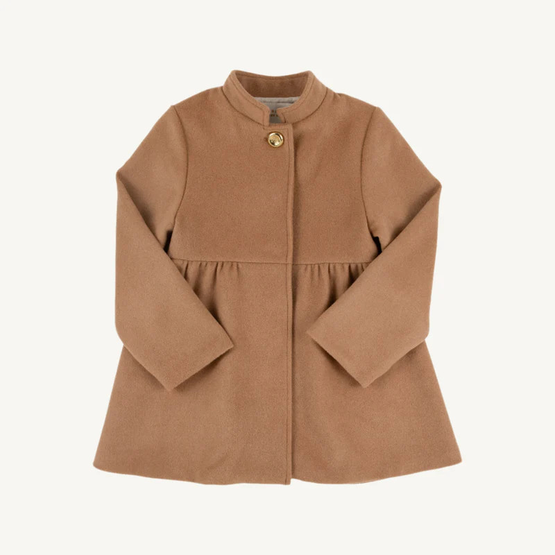 Penelope Peacoat - Cape Elizabeth Camel with Palmetto Pearl & Brass Bu | The Beaufort Bonnet Company