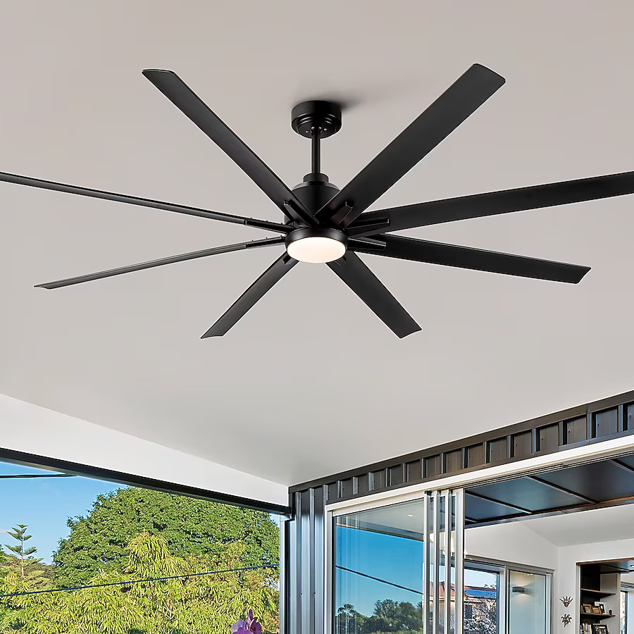 YUHAO Heekcaa 72-in Color-Changing Integrated LED Outdoor Black with Matte Blades Ceiling Fan Wit... | Lowe's