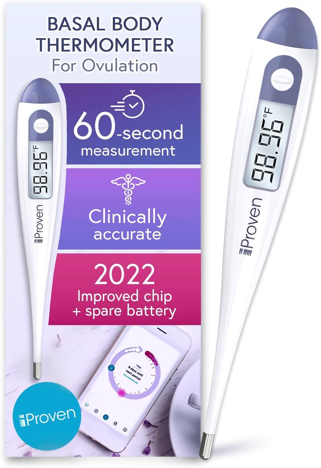 Digital Basal Body Thermometer, 1/100th Degree High Precision, Quick 60-Sec Reading, Memory Recal... | Amazon (US)