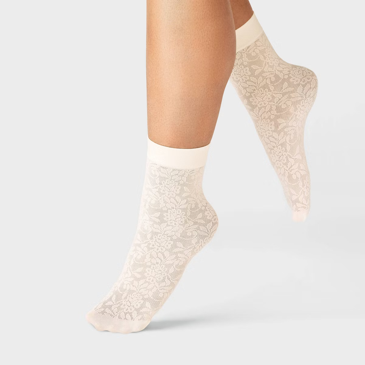 Women's Floral Mesh 2pk Anklet Socks - A New Day™ Black/Ivory One Size | Target