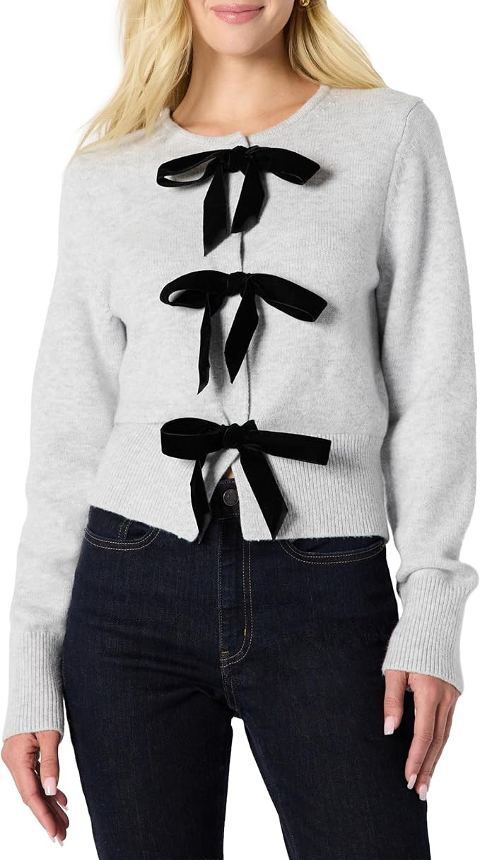 Amazon Essentials (Demi's Pick) Women's Regular-Fit Long-Sleeve Tie Front Cardigan with Bows | Amazon (US)