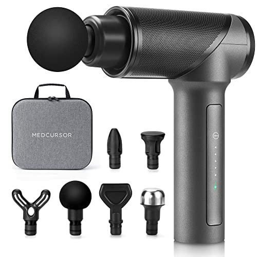 Medcursor Massage Gun, High Intensity Brushless Motor, Handheld Percussion Deep Tissue Massager with 6 Massage Heads for Sore Muscle and Stiffness, Gifts for Father/Dad (Gray) | Amazon (US)