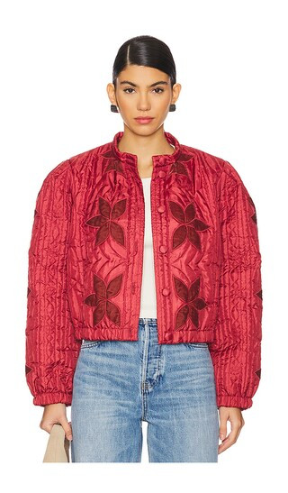 Free People Quinn Quilted Jacket in Brick. - size XL | Revolve Clothing (Global)