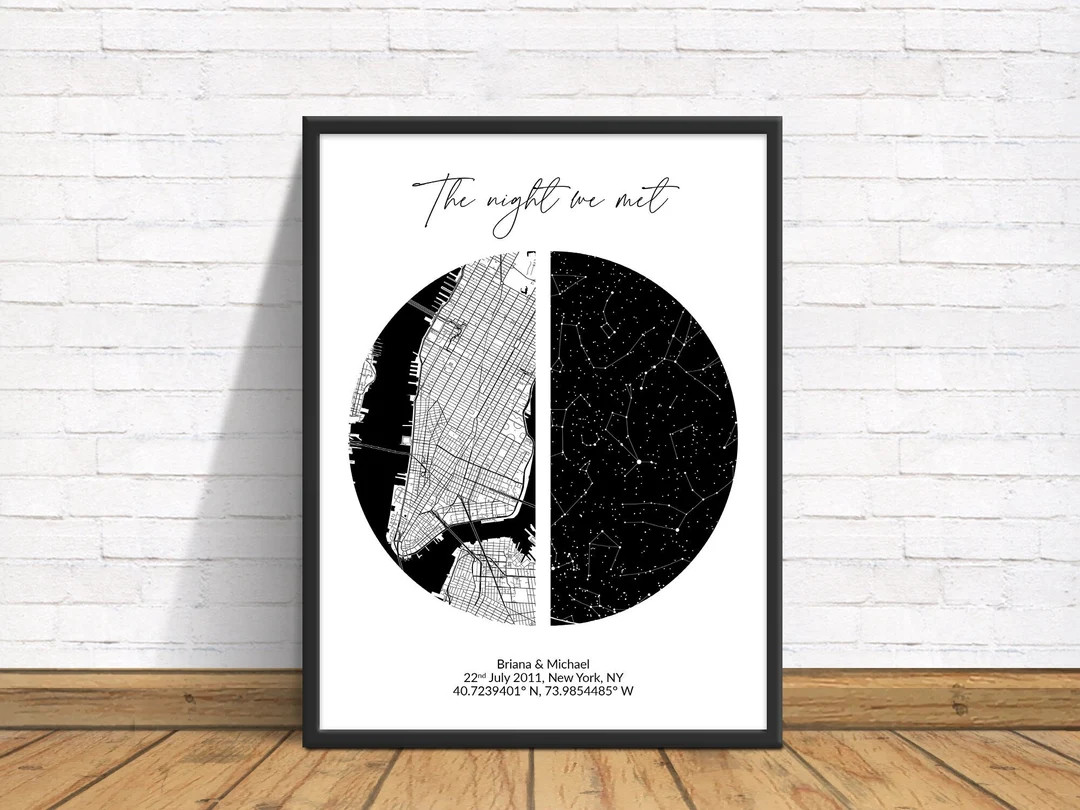 First Date Gift, the Night We Met, Our First Date Memory, Star Map, Where We Met, Custom Night Sk... | Etsy (US)