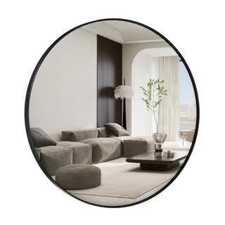 PRIMEPLUS 30 in. W x 30 in. H Large Round Mirror Metal Framed Mounted Mirror Wall Mirrors Bathroo... | The Home Depot