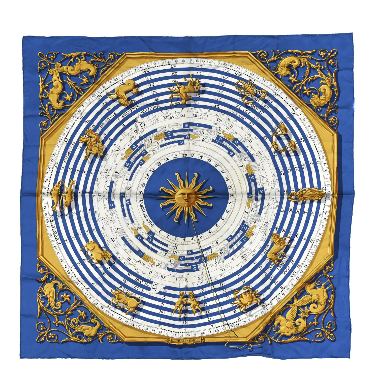 Silk Astrologie Scarf 90 Bleu Cobalt Vieil | FASHIONPHILE (US)