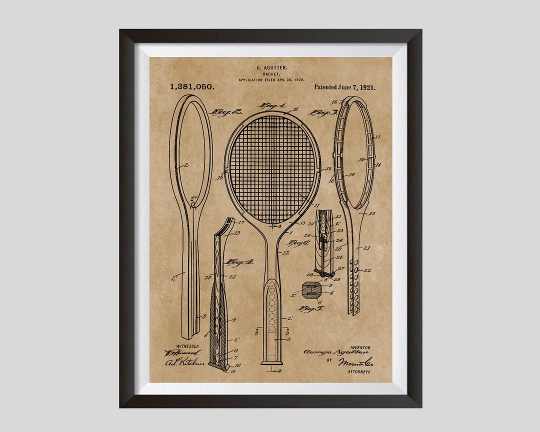 Sports Poster, Tennis Racket 1921, Patent Print,  Tennis Gift, Tennis Player, Coach Gift Idea, Te... | Etsy (US)
