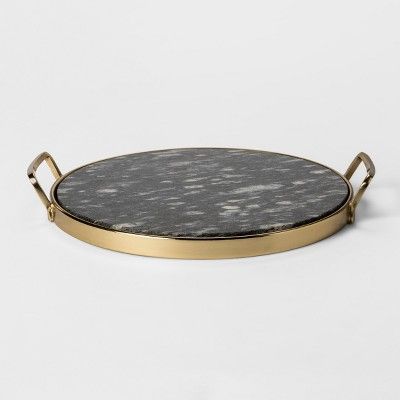 Decorative Round Tray - Gold/Black Marble - Project 62™ | Target