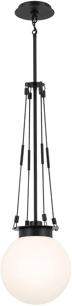 Kichler Albers 10.5 Inch 1 Light Pendant with Opal Glass in Black | Amazon (US)