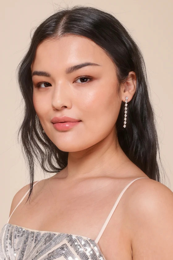 Pristine Sparkle Gold Rhinestone Drop Earrings | Lulus