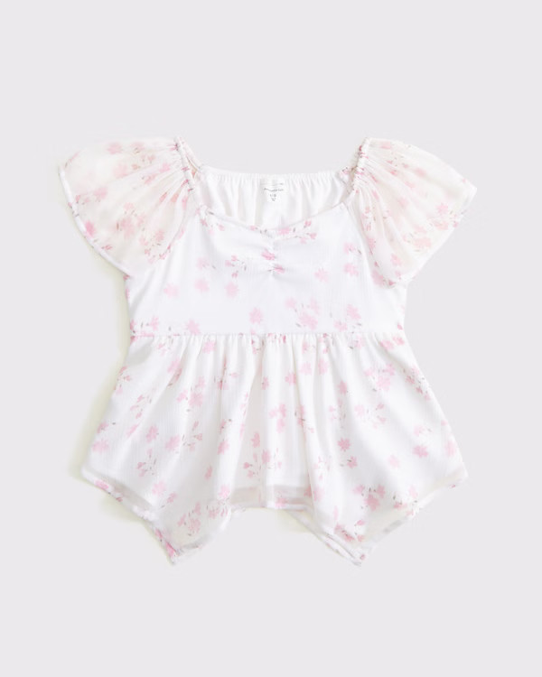 girls chiffon babydoll top | girls tops | Abercrombie.com | Abercrombie & Fitch (US)