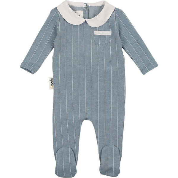 Raised Stripe Footie, Blue | Maisonette