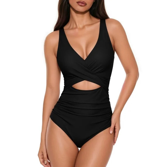 MOYIKO One Piece Swimsuits for Women Tummy Control High Waisted Bathing Suit Sexy V Neck Wrap Tie... | Walmart (US)