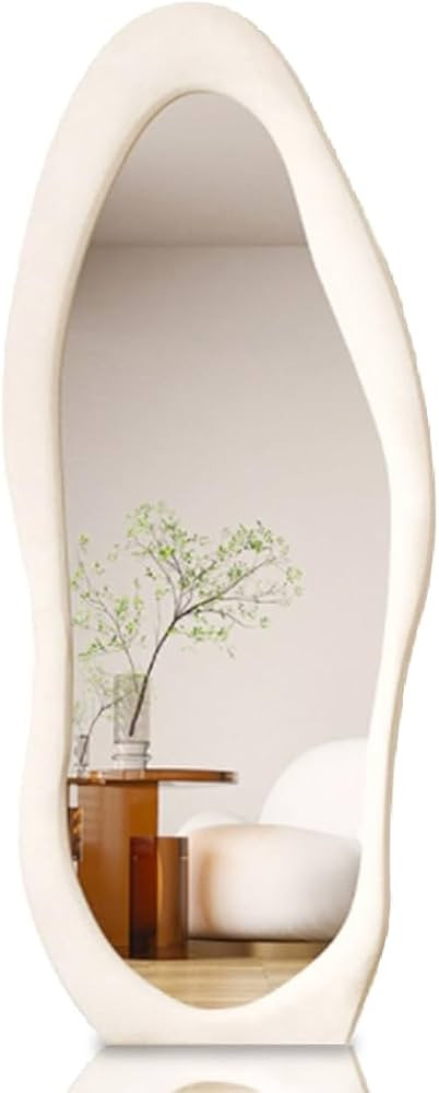 Full Length Mirror, 63"x27.5" Floor Mirror, Wavy Mirror, Flannel Wrapped Mirror, Irregular Mirror... | Amazon (US)