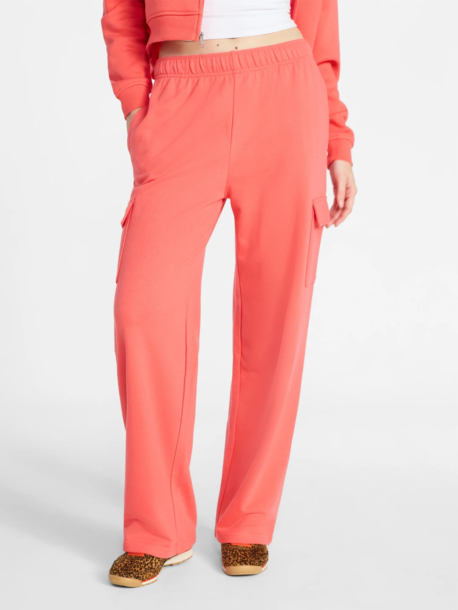 No Boundaries French Terry Cargo Pants, 30" Inseam, Women's XXS-XXL | Walmart (US)