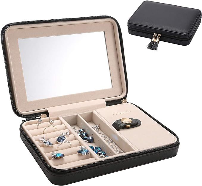 LE PAPILLION JEWELRY Box Faux Leather Travel Jewelry Box Organizer | Elegant Outlook Display Stor... | Amazon (US)