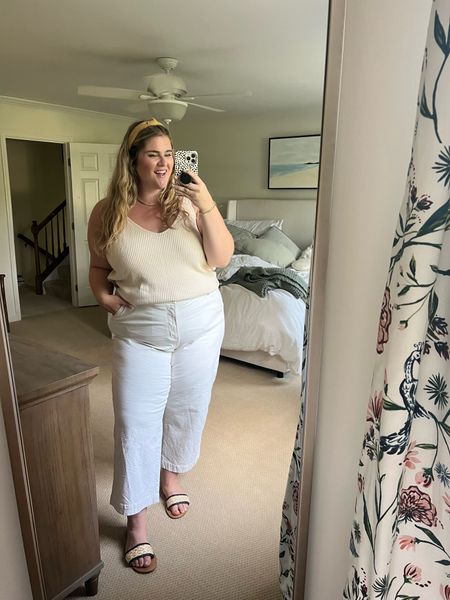 Cream on cream ✨ summertime dinner OOTN! Jeans are old but I’m wearing a 22 (fit a bit large!) tank is a 2x (also fits a bit large!) 

#LTKbump #LTKstyletip #LTKcurves
