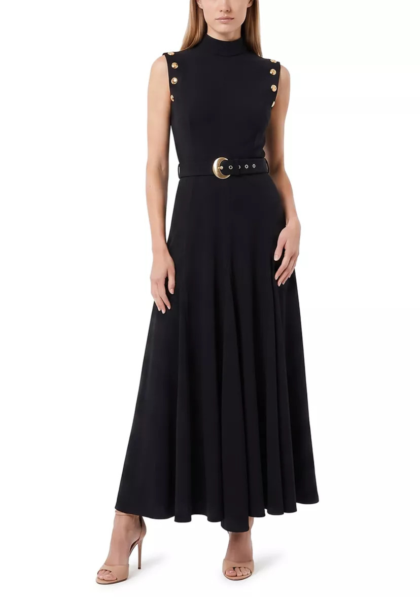 Women's Mock Neck Belted Maxi Dress with Grommet Details | Belk