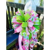 Tulip Ribbon Bow Pink & Green Spring Decor | Etsy (US)