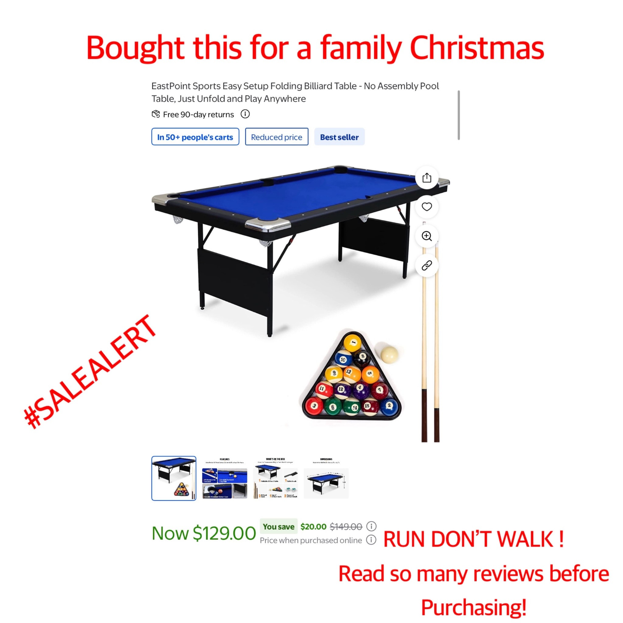This had so many good reviews 6FT pool table normally these cost between $250 & $700 

#LTKSaleAlert #LTKHome #LTKGiftGuide