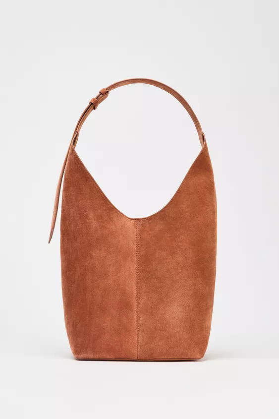 LEATHER MAXI BUCKET BAG WITH HANDLE DETAIL | Zara UK