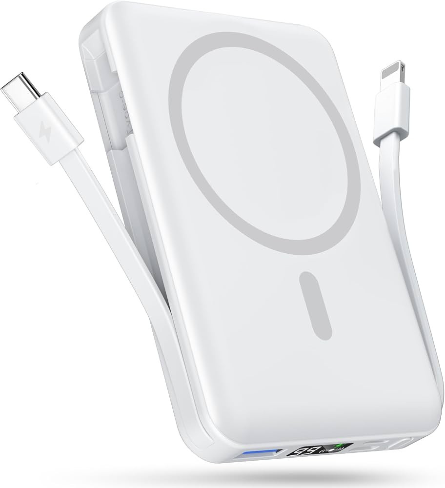 podoru Wireless Portable Charger, 10000mAh Magnetic Power Bank Built-in USB-C Lighting Cables 22.... | Amazon (US)