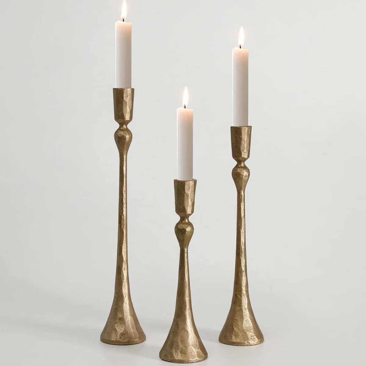 Vintage Cast Iron Taper Candle Holder - Set Of 3 Decorative Candle Stand, Candlestick Holder For ... | Wayfair North America