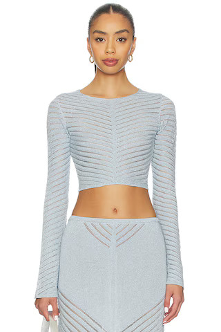 DEVON WINDSOR Raya Metallic Top in Azure from Revolve.com | Revolve Clothing (Global)