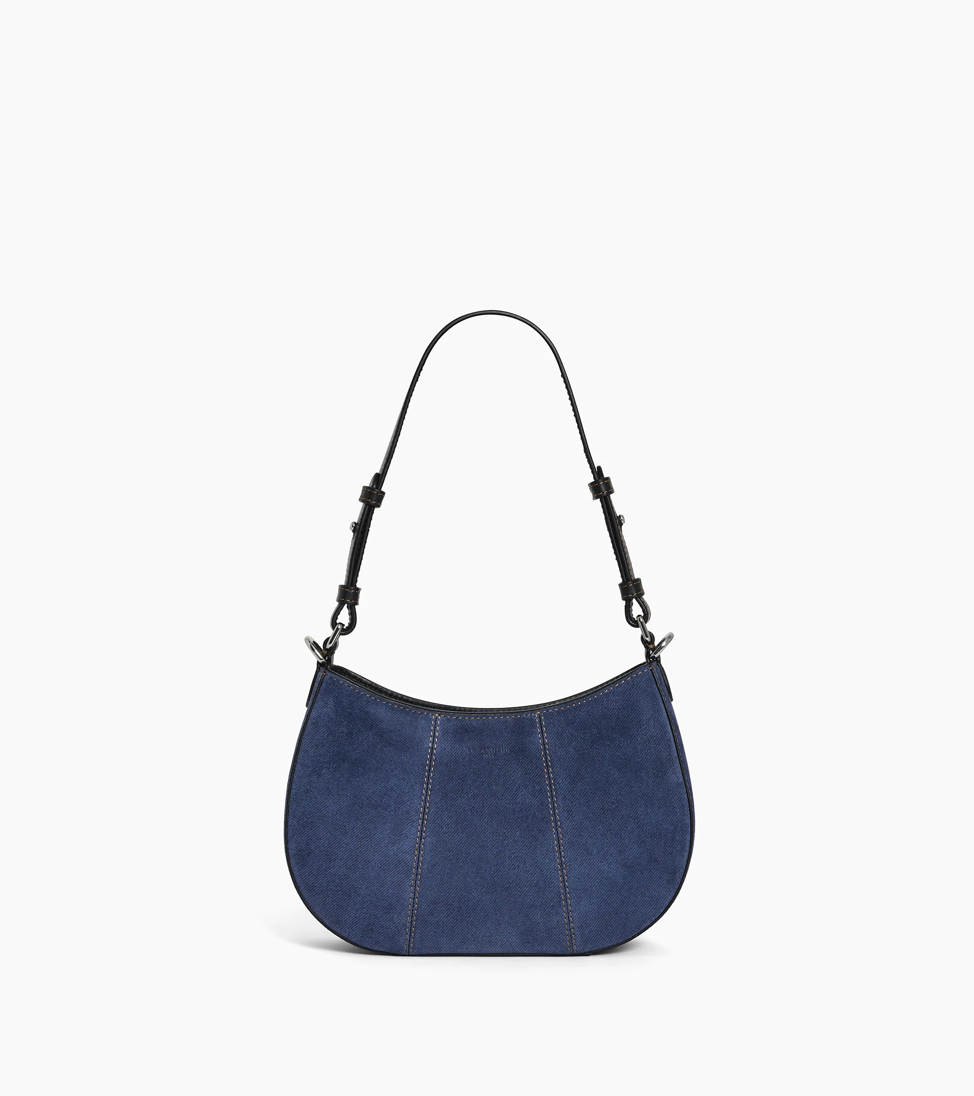 Juliette small half-moon bag in denim-effect suede leather | Le Tanneur