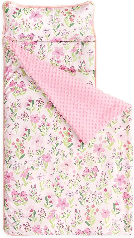 Wake In Cloud - Toddler Nap Mat with Pillow and Minky Fleece Blanket, for Kids Girls Ages 3 Plus ... | Amazon (US)