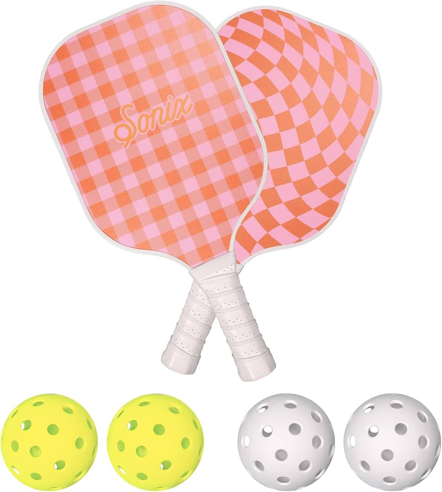 Amazon.com : Sonix | USAPA Approved | Pickleball Paddles Set of 2 | Fiberglass Surface Pickleball Set with 2 Rackets, 4 Balls, & Bag | Checkmate Pink/Orange : Sports & Outdoors | Amazon (US)