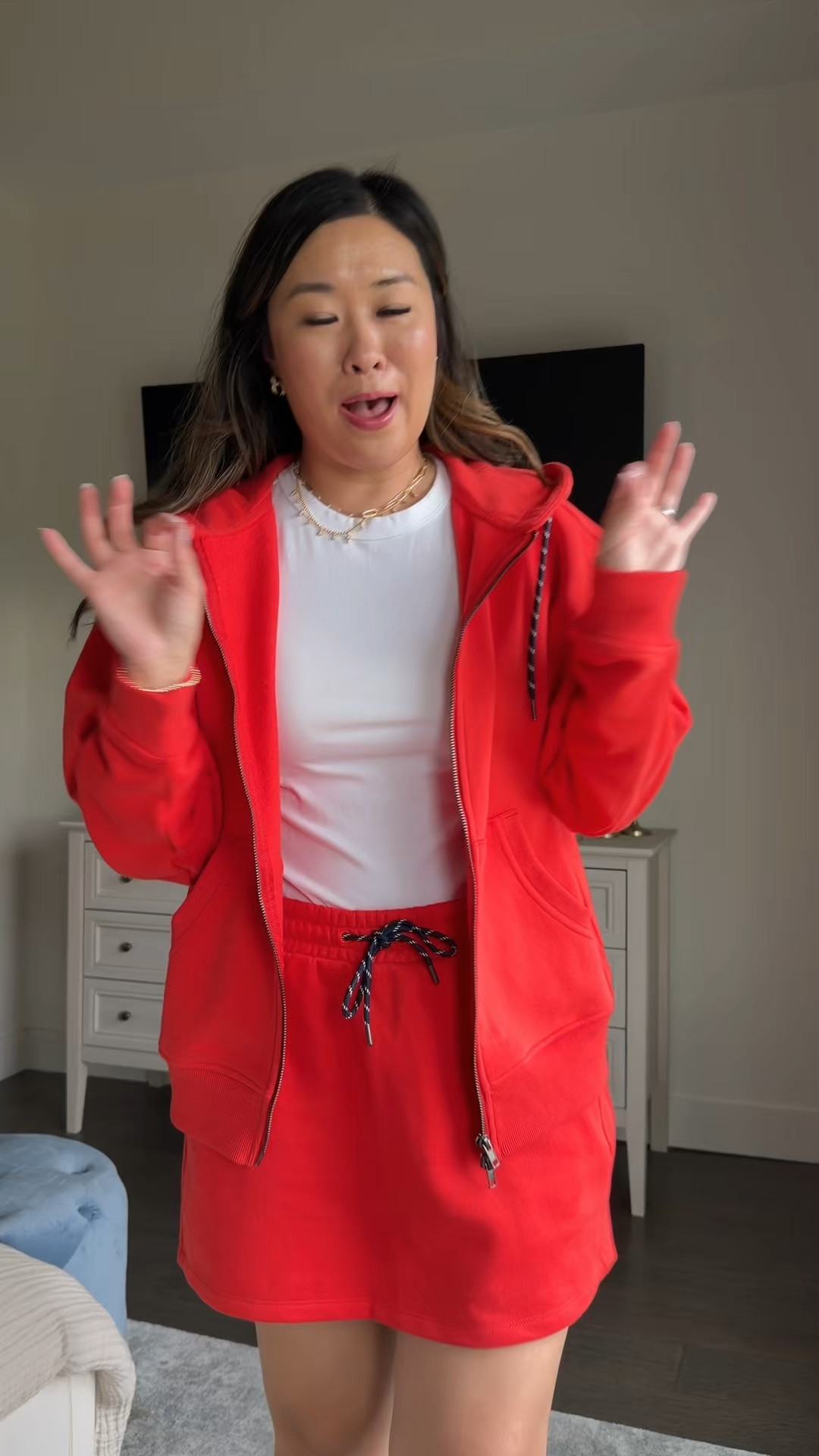 Walmart Athleisure Outfit 
Tee: Medium
Zip Up Hoodie: Medium
Skort: Medium