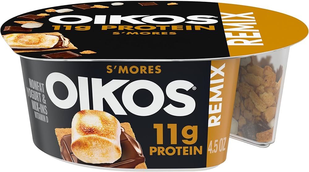 Oikos REMIX S’mores Vanilla Nonfat Greek Yogurt with Graham Cookies, Dark Chocolate and Toasted... | Amazon (US)