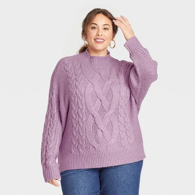 Women's Plus Size Mock Turtleneck Pullover Sweater - Ava & Viv™ | Target