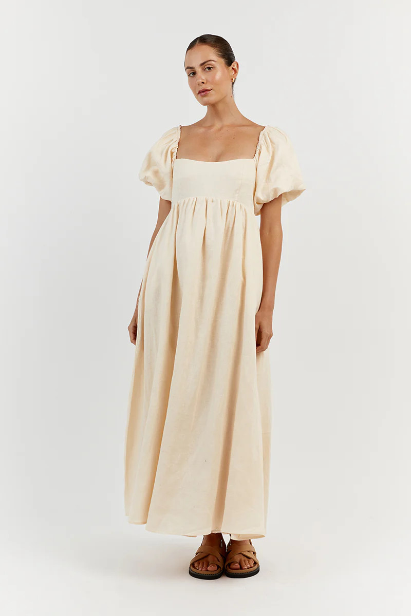 MONTY BUTTER LINEN MIDI DRESS | DISSH